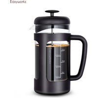 Easyworkz French Press Coffee Tea Maker with Borosilicate Glass,Soft Grip Handle