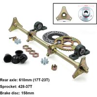 610mm Rear Axle Assy With 428# 37T Sprocket 160mm Brake Disc UCP204 Bearing For DIY Kids ATV UTV Buggy Tricycle Quad Bike Parts