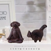 Yoga Meditation Dog Resin Statue Cute Puppy Figurine Minimalist Home Entrance Decor Micro Landscape Desktop Ornament Creative