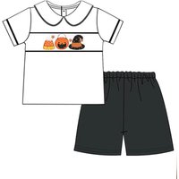 Baby Girl Boy Cute Halloween Clothes Orange Polka Dot Top / Romper / Dress with Black Shorts Kids Pumpkin Ghost Candy Outfit