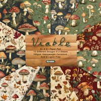KLJUYP 24 sheets 6"X6" Mushroom Paper Scrapbook paper Scrapbooking patterned paper pack DIY craft Background paper