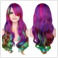 Perruques arc-en-ciel pour femmes, perruque synthétique longue de 24 pouces, perruques colorées pour fête costumée de Cosplay