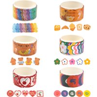 100pcs/Roll Cute Flower Bear Love Heart Washi Tape Cute pattern Scrapbooking Sticker Stationery Sticker