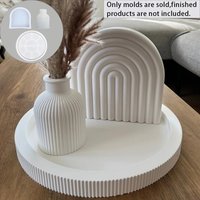 DIY Silicone Mold High Arch Striped Tray Vase Molds for Home Decoration Gypsum Concrete Resin Craft Making,