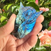1pc Random Hand-Carved Labradorite Angel Figurine - Quartz Crystal Decor,Perfect for Home & Office, Ideal Birthday or Holiday