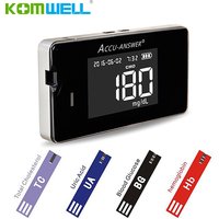 4 In1 Multi-Function Cholesterol Meter Uric Acid&Hemoglobin Blood Glucose Test Strips Kit for Diabetes Gout Device with Lancets image 4