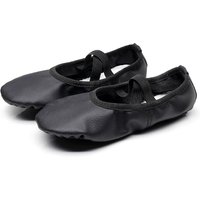 Girls Ballet Shoes PU Leather Upper Non-Slip Cowhide Sole Soft Dance Slippers for Toddler Kids Ballet Practice Class Recital