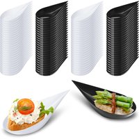 Tear Drop Mini Appetizer Plates,Reusable Plastic Spoons Desserts Appetizers Dishes Serving Plate,Catering Dessert Tasting Cups