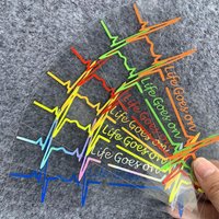 1PC Life Goes On Heartbeat ECG Sticker Waterproof Vinyl Decal, Multicolor Decor for Bike Motorcycle Car