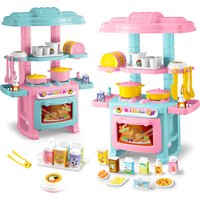 Kitchen Playset Toys, 2 Color Random Play Food Set Accessories Play Sink & Oven, Toddler Kitchen Mini Cutting for Boys and Girls