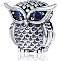 925 Sterling Silver owl Charms Pendant with Cubic Zirconia,Fit DIY bracelet necklace Gift for Her,Colgante Plata