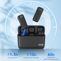 Dual Lapel Lavalier Professional Wireless Microphone Buttonhole Mic Mini Tie For iPhone Android Mobile Cell Phone PC Micro Audio
