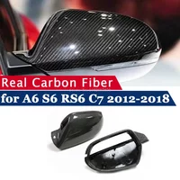 Real Carbon Fiber Rearview Mirror Cover for Audi A6 C7 S6 RS6 2012-2018 Side Mirror Shells Add on Frame Replacement Case 2PCS