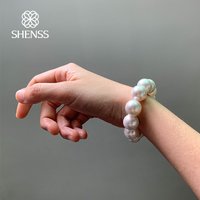 Quality Imitatio Pearl Bracelet 14mm Exaggerated Large Pearl Bracelet Elastic Customizable Women's Bracelets Various Sizes