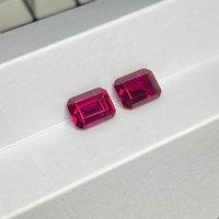 Emerald Cut Red Ruby Synthetic Corundum 5x7mm 13x18mm Gemstone Octagon Stone For Jewelry
