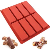 8-Cavity Butter Mould, Granola Bar Mold, Rectangle Silicone Candy Molds for Baking Energy Bars Chocolate Bar Mold