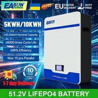 Easun Power Lifepo4 Lithium Iron Battery Pack 10KWH Lithium Iron Battery Parallel 6000+ 48V 51.2V 100Ah/5wh 200Ah/10wh Cycle DUTY Free