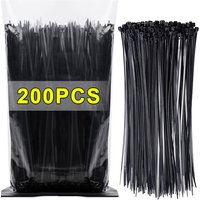 200/100Pcs Nylon Cable Ties Adjustable Self-locking Cord Ties Straps Fastening Loop Reusable Plastic Wire Ties For Home Office