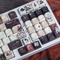 Red Black Gothic Rose Keycap MOA Cherry Profile PBT Thermal Sublimation Retro Keycaps for 68/75/87/98/108 Mechanical Keyboard