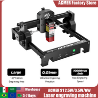 Machine de gravure laser ACMER S1 6W, 2,5/3,5W/6W, gravure polyvalente sur bois, métal laqué, cuir, pour amateurs et professionnels
