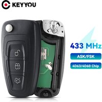 KEYYOU 3 Buttons 433Mhz ASK/FSK For Ford Mondeo Focus C-Max 2011 2012 2013 2014 Car Remote Control Key 4D63 Chip 40/80 Bit