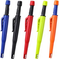 5Pcs/Set Solid Carpenter Pencil Set 2.8mm Deep Hole Mechanical Pencil Marker With Built in Sharpener For Woodworking Architect