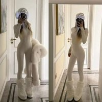 2026 New Fall Winter Bodycon Jumpsuit for Women - Long Sleeve Slim Fit Hot Girl Vibe Perfect for Work & Daily Wear
