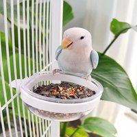 Hot Bird Feeding Bowl Detachable Transparent Bowl Plastic Food Cup For Cage Convenient Hanging Seed Water Feeder For Parrots