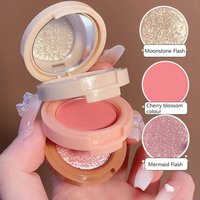 3-In-1 Blush Palette Pressed Highlighter Makeup Palette,Lasting Waterproof Matte Shimmer Texture Glitter 3-Layer Powder Pearly
