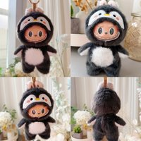 【Only clothes no dolls】penguin mink fleece clothes for labubu v1 v2 and v3 generations 17cm doll clothes Labubu doll for Gift