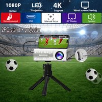 2PC Stand + Mini PortableProjector 4K Decoding 720P 150 ANSI Supports MicroSD/USB/HDMI/3.5mm Headphone Jack Mini Projector+Stand