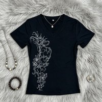 Retro T-shirt 2026 Summer Y2k White Aesthetic Printed Punk Fairy T-shirt Harajuku Street Top Women's Casual Slimming Grunge
