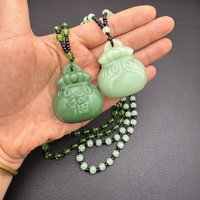 Carved Blessing Lucky Gifts For Women Men Lucky Bag Pendant Jade Necklace Fashion Charm Religious Jewelry Necklace Gift