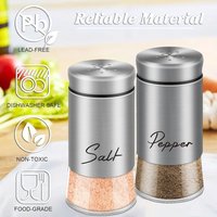 2pcs Salt Pepper Glass Shakers Set Stainless Steel Seasoning Bottle Multipurpose Condiments Salt Spice Jar Kitchen Accessories