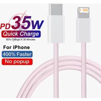 PD 35W Fast Charging USB-C Cable For iPhone 14 Plus 13 12 mini 11 Pro Max X XR XS 8 Rapid Charge Nylon Braided Data Cables 1m 2m
