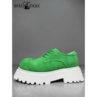 Summer Male Daily Leisure Style Cowhide Suede Platform Height Increase Derby Sneakers Handmade Lace Up Round Toe Casual Shoes