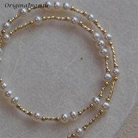 Real 14K Gold Filled 5MM Pearl Necklace Handmade Gold Beads Jewelry High Quality Pendants Tarnish Resistant Necklace for Women