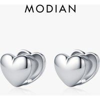 MODIAN 925 Sterling Silver Trendy Minimalist Mirror Metal Design Stud Earrings Hearts Shape Buckle Earrings For Women Jewelry