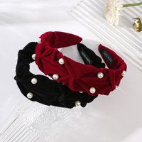 Velvet Pearl Headband Korean Women High Skull Top Retro Hair Hoop Hairband Showing Face Girl Elegant Headdress Party Hairpin