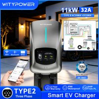 WityPower Typ 2 EV-Ladestation Wallbox DLB 11KW 3-Phasen Dynamische Lastverteilung Elektroauto-Ladegerät Mit APP WIFI RFID Stromregelfunktion