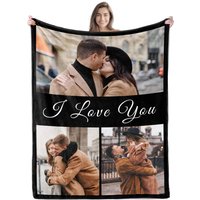 Custom Blanket Personalized Gifts for Mom Dad Couple Friend Girlfriend Boyfriend Wife Husband