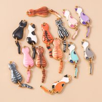 Leslie 10pcs 10x35mm Colorful Enamel Cats Charms for Jewelry Making DIY Cute Drop Earrings Necklaces Animals Charm Pendants