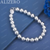 ALIZERO 925 Sterling Silver Round Beads Bracelets For Women Men Trend Birthday Gifts Fashion Party Fine Jewelry