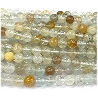 Veemake Natural Yellow Clear Topaz Round Loose Gemstone Stone Beads Jewelry Design Necklace Bracelets 08239