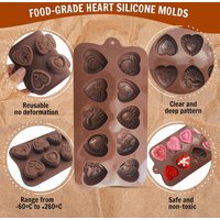 Heart Chocolate Molds Love Rose Silicone Molds, Non-Stick Baking Molds for DIY Chocolate, Candy, Gummy, Ice Cubes