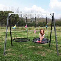 Zoshine Heavy-Duty Multifunctional Outdoor Swing Set Long-Term Home Garden Playhouse Reinforced Anti-Rust Steel Frame Plastic