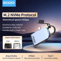 GODO 2242 2230 M.2 NVMe Direct-attach SSD Enclosure USB 3.2 Direct USB-C Plug Aluminum M2 Enclosure Supports UASP TRIM