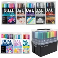 Japan TOMBOW ABT Dual Soft Brush Pen & Fine Tip 10pcs/set Calligraphy Pens Double Head Markers Drawing Painting Art Supplies