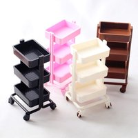 Dollhouse 1:12 Mini Dining Trolley with Wheels Storage Display Shelf Furniture Model Toys for Kids