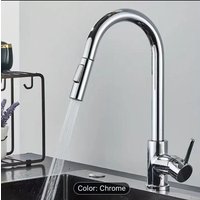 Black silver kitchen faucet, dual function, single handle pull-out mixer tap, deck mounted hot and cold water faucet